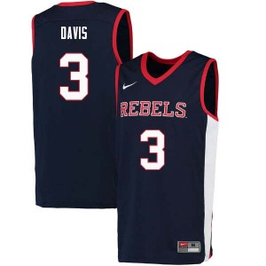 Men Terence Davis Navy Ole Miss College Basketball #3 Jersey 536369-308