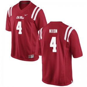 Men Tre Nixon Red Ole Miss College Football #4 Jersey 917101-793