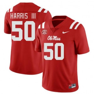 Men Tres Harris III Red University of Mississippi College Football #50 Jersey 126906-895