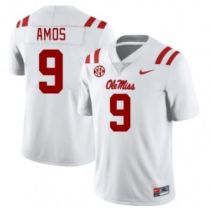 Men Trey Amos White Ole Miss College Football #9 Jersey 418943-750
