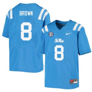 Men Troy Brown Powder Blue Ole Miss Rebels College Football #8 Jersey 187352-147