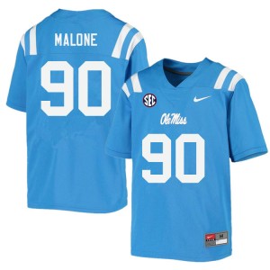 Men Tywone Malone Powder Blue Ole Miss Rebels College Football #90 Jersey 924796-605