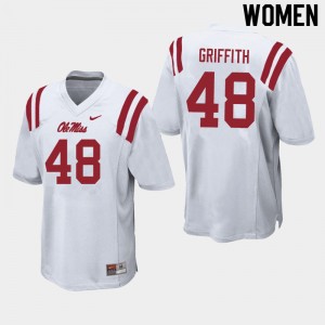 Women Andrew Griffith White Rebels College Football #48 Jersey 549280-329