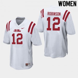Women Austrian Robinson White Ole Miss College Football #12 Jersey 987220-175