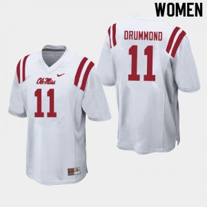 Women Dontario Drummond White Rebels College Football #11 Jersey 880010-378