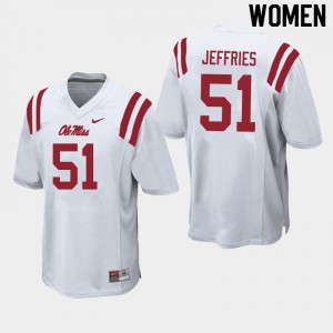 Women Eric Jeffries White Ole Miss College Football #51 Jersey 688902-498