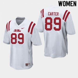 Women Jacob Carter White University of Mississippi College Football #89 Jersey 773110-270