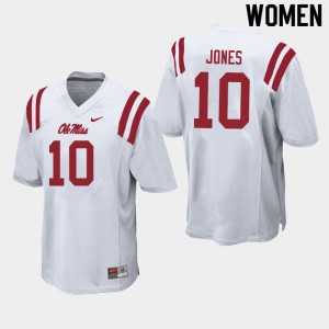 Women Jacquez Jones White Ole Miss Rebels College Football #10 Jersey 586119-801