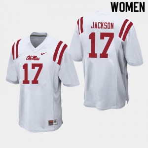 Women Jadon Jackson White Ole Miss College Football #17 Jersey 634392-646