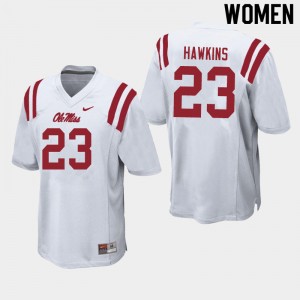 Women Jakorey Hawkins White University of Mississippi College Football #23 Jersey 710662-803