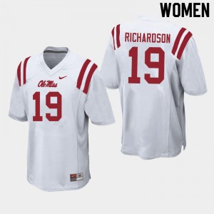 Women Jamar Richardson White Rebels College Football #19 Jersey 111512-419