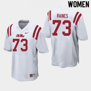Women John Raines White Ole Miss College Football #73 Jersey 589534-211