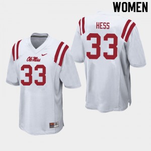 Women Jonathan Hess White Ole Miss College Football #33 Jersey 514586-601