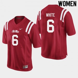 Women Kam'Ron White Red Ole Miss College Football #6 Jersey 430045-101