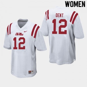 Women Kinkead Dent White Ole Miss Rebels College Football #12 Jersey 525438-728