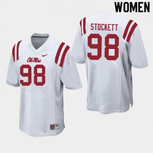 Women Lawson Stockett White Ole Miss Rebels College Football #98 Jersey 737961-795