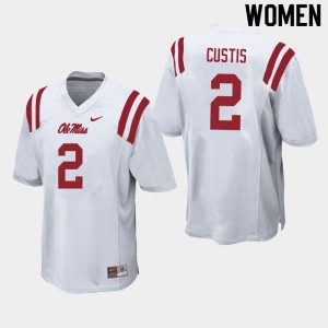 Women Montrell Custis White Ole Miss College Football #2 Jersey 965344-426