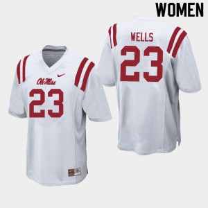 Women Nevin Wells White University of Mississippi College Football #23 Jersey 130786-244