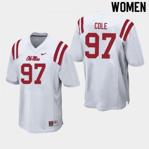 Women Spencer Cole White University of Mississippi College Football #97 Jersey 793425-169