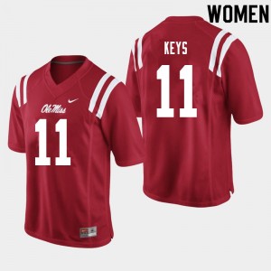 Women Austin Keys Red Ole Miss College Football #11 Jersey 733280-905