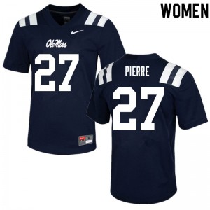 Women Brandon Pierre Navy Ole Miss College Football #27 Jersey 160178-310