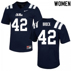 Women Brooks Brock Navy Ole Miss College Football #42 Jersey 656260-888
