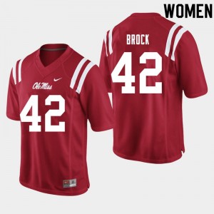 Women Brooks Brock Red University of Mississippi College Football #42 Jersey 320108-332