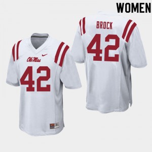 Women Brooks Brock White Ole Miss Rebels College Football #42 Jersey 584815-129
