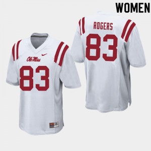 Women Chase Rogers White Ole Miss College Football #83 Jersey 248414-514