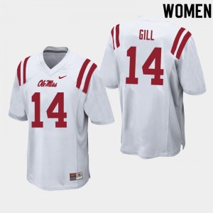 Women Daylen Gill White University of Mississippi College Football #14 Jersey 535923-796