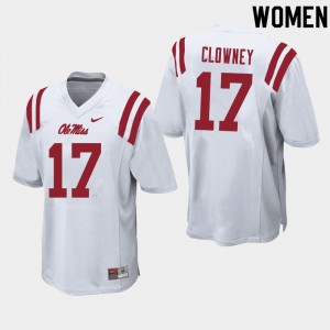 Women Demon Clowney White Ole Miss College Football #17 Jersey 250052-163