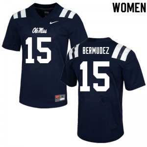 Women Derek Bermudez Navy Rebels College Football #15 Jersey 182999-543
