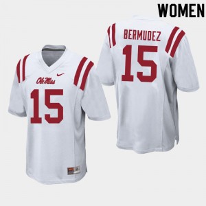 Women Derek Bermudez White Ole Miss College Football #15 Jersey 154949-488