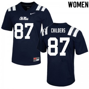 Women Garrett Childers Navy Ole Miss College Football #87 Jersey 225874-223