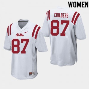 Women Garrett Childers White Ole Miss College Football #87 Jersey 948511-477