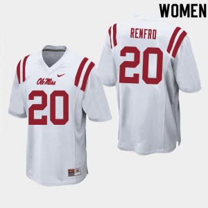 Women Kade Renfro White University of Mississippi College Football #20 Jersey 179513-364