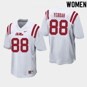 Women Kenny Yeboah White University of Mississippi College Football #88 Jersey 520095-883