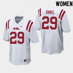 Women Lakevias Daniel White Rebels College Football #29 Jersey 771242-622