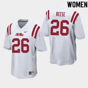 Women Otis Reese White Ole Miss Rebels College Football #26 Jersey 338343-925