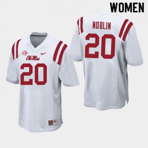 Women Blake Noblin White Rebels College Football #20 Jersey 600196-836