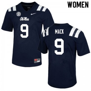 Women Brandon Mack Navy Ole Miss College Football #9 Jersey 359199-152