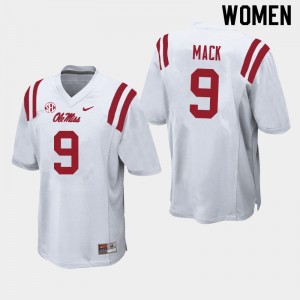 Women Brandon Mack White Ole Miss Rebels College Football #9 Jersey 281541-807