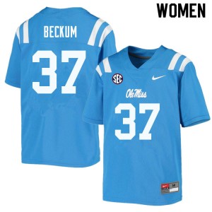 Women DJ Beckum Powder Blue University of Mississippi College Football #37 Jersey 929219-564