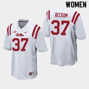 Women DJ Beckum White University of Mississippi College Football #37 Jersey 917957-431