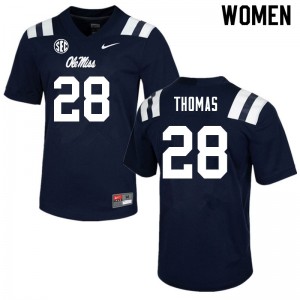 Women Damarcus Thomas Navy Ole Miss College Football #28 Jersey 739647-225