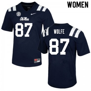 Women Hudson Wolfe Navy Ole Miss College Football #87 Jersey 647185-127