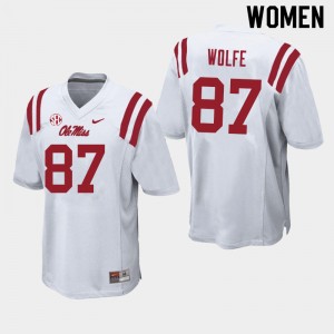 Women Hudson Wolfe White Ole Miss College Football #87 Jersey 187200-185