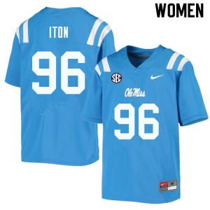 Women Isaiah Iton Powder Blue Ole Miss College Football #96 Jersey 673880-299