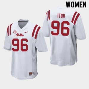 Women Isaiah Iton White Rebels College Football #96 Jersey 173499-412