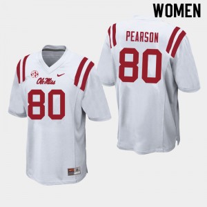 Women Jahcour Pearson White Ole Miss Rebels College Football #80 Jersey 357229-704
